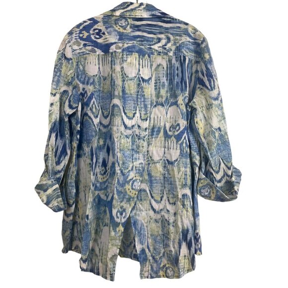 Chico's Blue White Button Down Blouse lightweight Cotton Top Size 0 Small - Picture 9 of 13